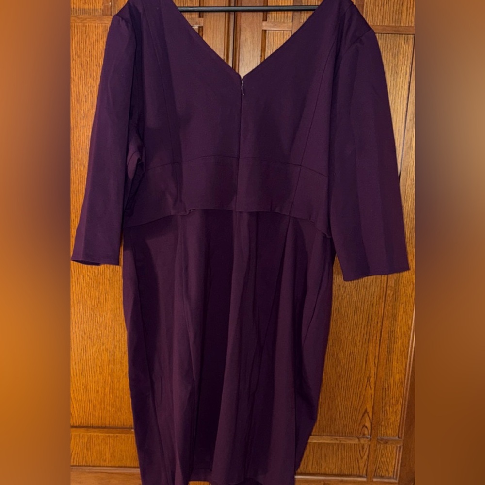 NWT Lane Bryant Lace-Up Corset V-Neck Midi Scuba Dress 3/4 Sleeve Semi-Formal - Picture 13 of 13